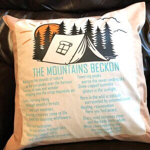 Mountain Adventure Pillow Cover, 18 x 18: Tent Camping Theme Cabin Decor